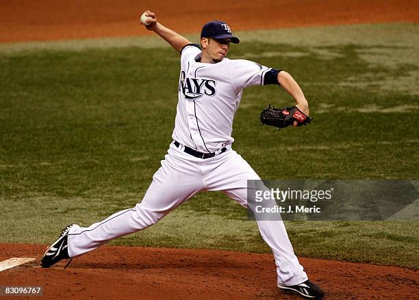 Starting pitcher James Shields of the Tampa Bay Rays pitches against the Chicago White Sox in Game 1 of the American League Divisional Series at...