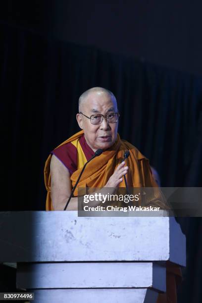 His Holiness The 14th Dalai Lama attends World Peace & Harmony Conclave at NSCI Dome on August 13, 2017 in Mumbai, India.