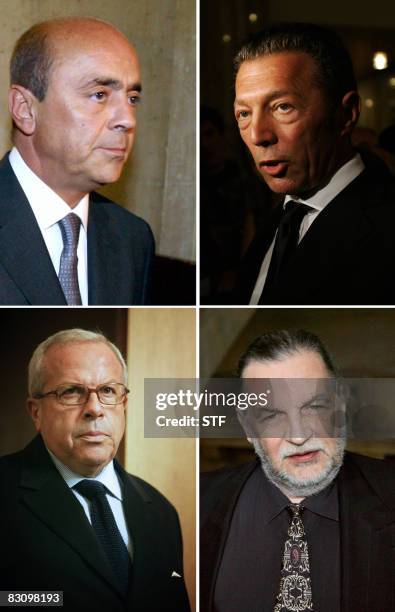 Combo made in Paris on October 3, 2008 shows French businessman Pierre Falcone, Israeli-Russian billionaire Arkady Gaydamak, Charles Pasqua, son of...