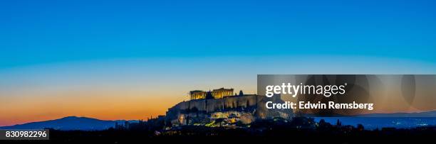 acropolis sunset wide - acropolis stock pictures, royalty-free photos & images