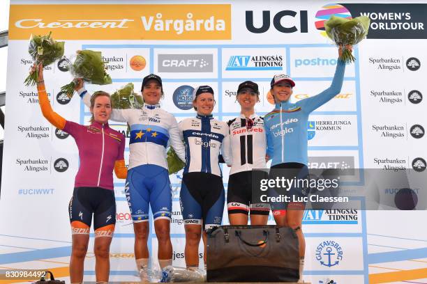 12th Open de Suede Vargarda 2017 / Women RR Podium / Anna VAN DER BREGGEN UCI World Tour Pink Leader Jersey / Marianne VOS / Lotta LEPISTO / Leah...