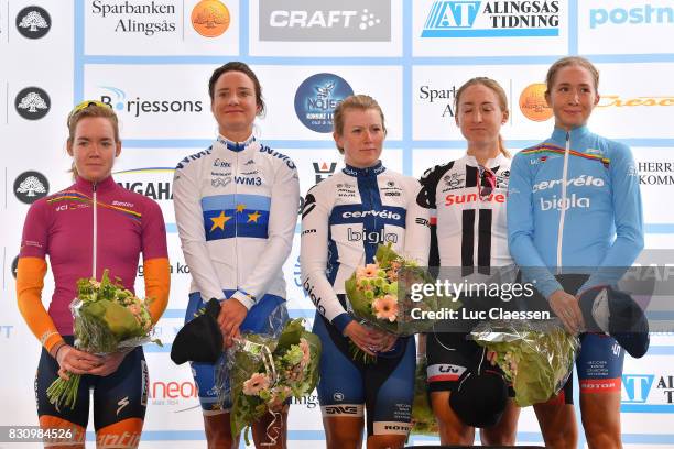 12th Open de Suede Vargarda 2017 / Women RR Podium / Anna VAN DER BREGGEN UCI World Tour Pink Leader Jersey / Marianne VOS / Lotta LEPISTO / Leah...