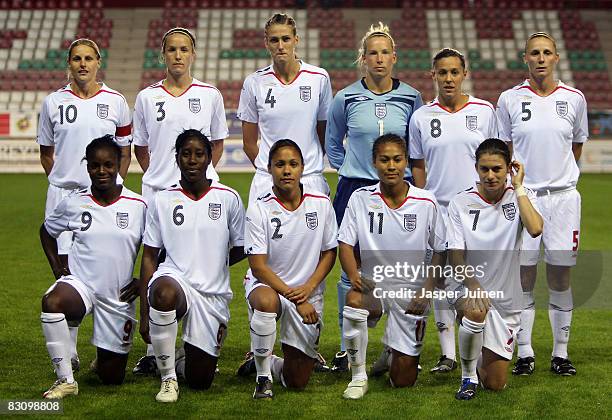 England players Eniola Aluko, Anita Asante, Alex Scott, Rachel Yankey, Karen Carney and Kelly Smith, Casey Stoney, Jill Scott, Rachel Brown, Fara...