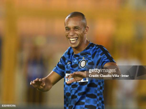 Joao Miranda de Souza Filho of FC Internazionale smiles prior to the Pre-Season Friendly match between FC Internazionale and Real Betis at Stadio Via...