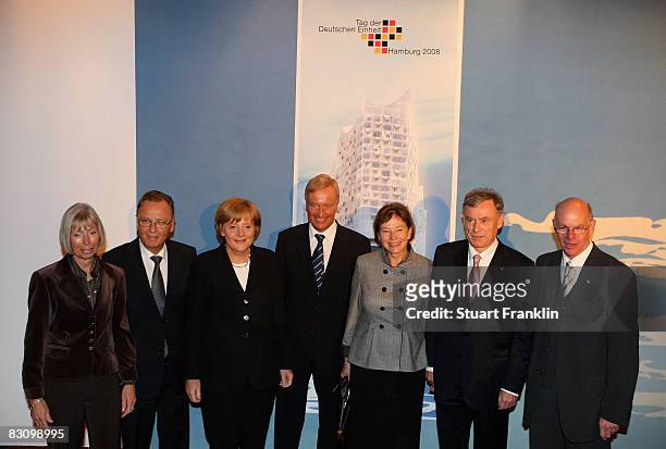 Marianne Papier, Hans-Juergen Papier, German chancellor Angel Merkel, Mayor of Hamburg Ole Von Beust, German president Horst Koehler and wife Eva...