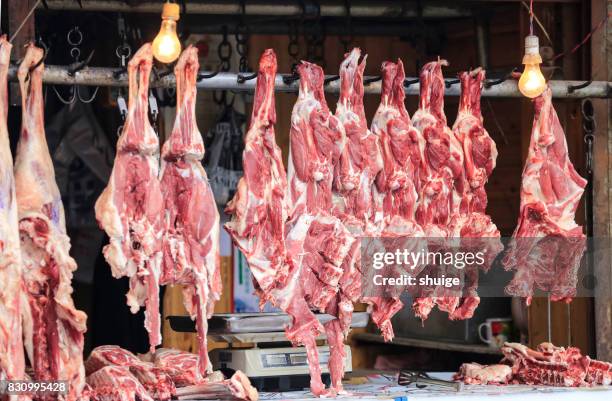 mutton in the streets of urumqi - halal stock pictures, royalty-free photos & images