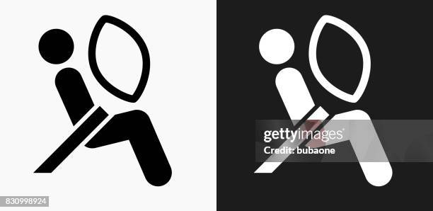 airbag test icon on black and white vector backgrounds - airbag test stock illustrations