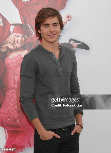 Actor Zac Efron attends the photocall for 'High School Musical 3:Senior Year' at the ME Hotel on October 3, 2008 in Madrid, Spain.