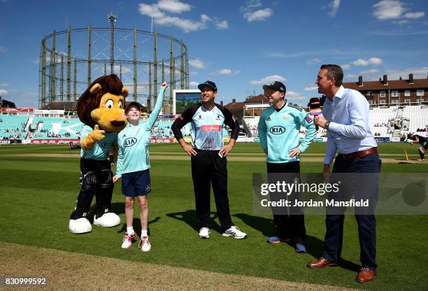 The toss takes place in the middle ahead of the start of the NatWest T20 Blast match between Surrey and Sussex Shark at The Kia Oval on August 13,...