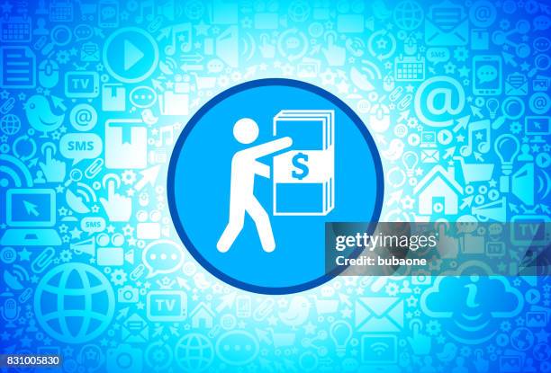 holidng big money icon on internet technology background - holding camera screen stock illustrations