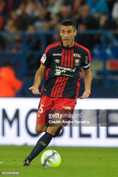 Julien Feret of Caen during the Ligue 1 match between SM Caen and AS Saint Etienne at Stade Michel D'Ornano on August 12, 2017 in Caen.