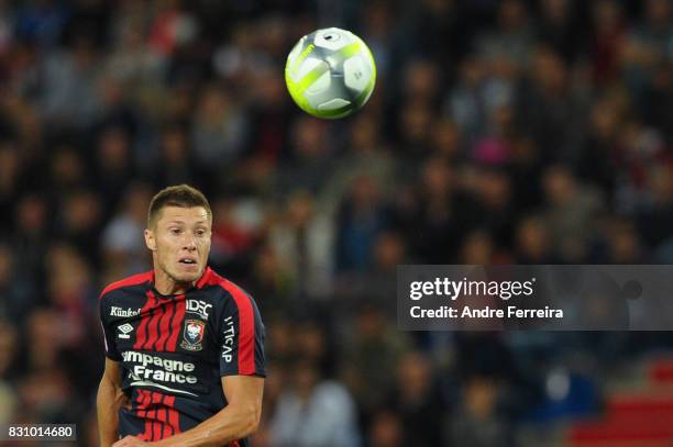 Jonathan Delaplace of Caen during the Ligue 1 match between SM Caen and AS Saint Etienne at Stade Michel D'Ornano on August 12, 2017 in Caen.