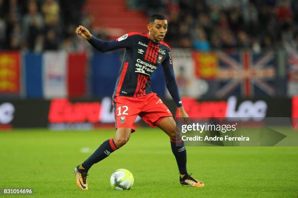 Ronny Rodelin of Caen during the Ligue 1 match between SM Caen and AS Saint Etienne at Stade Michel D'Ornano on August 12, 2017 in Caen.