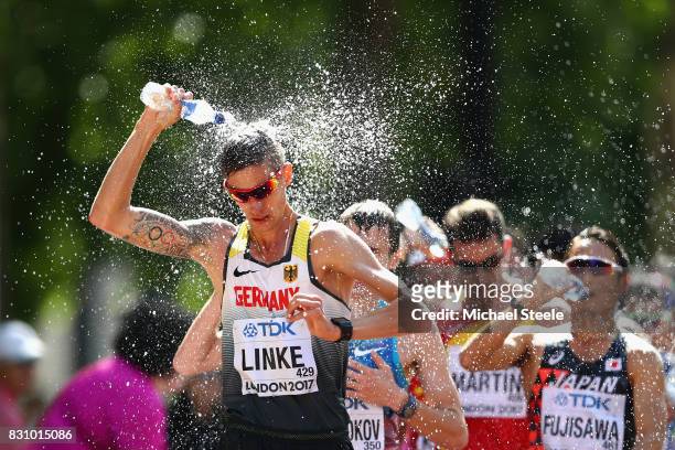 Christopher Linke of Germany competes in the Men's 20 Kilometres Race Walk final during day ten of the 16th IAAF World Athletics Championships London...