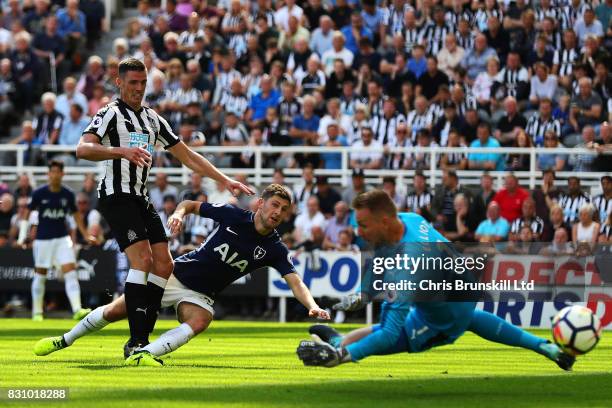 Ben Davies of Tottenham Hotspur scores his side's second goal during the Premier League match between Newcastle United and Tottenham Hotspur at St....
