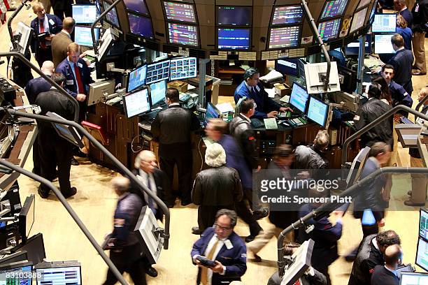Traders work on the floor of the New York Stock Exchange October 03, 2008 in New York City. A new Labor Department monthly jobs report revealed that...