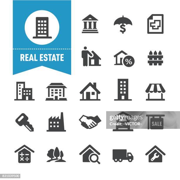 real estate icons - special series - estate agency stock illustrations