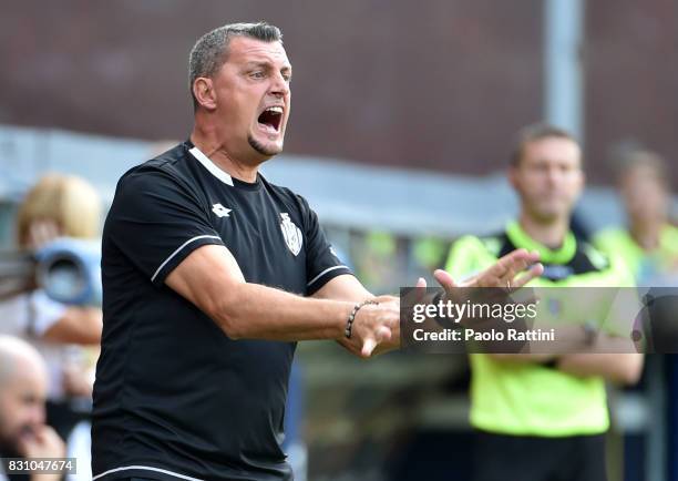 Andrea Camplone head coach of Cesena during the TIM Cup match between Genoa CFC and AC Cesena at Stadio Luigi Ferraris on August 13, 2017 in Genoa,...