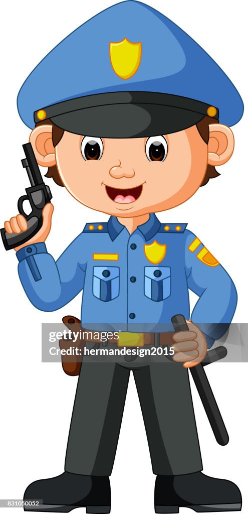 Dibujos Animados Lindo Policía Ilustración de stock - Getty Images
