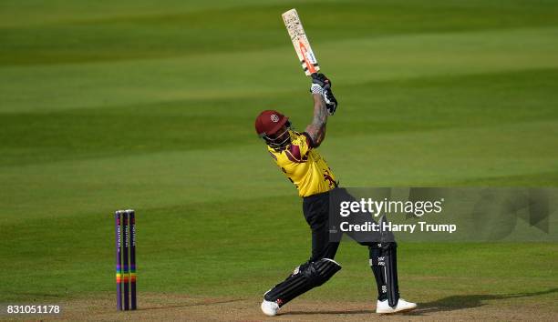 Peter Trego of Somerset bats during the NatWest T20 Blast match between Somerset and Glamorgan at The Cooper Associates County Ground on August 13,...