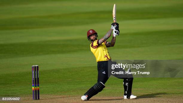 Peter Trego of Somerset bats during the NatWest T20 Blast match between Somerset and Glamorgan at The Cooper Associates County Ground on August 13,...