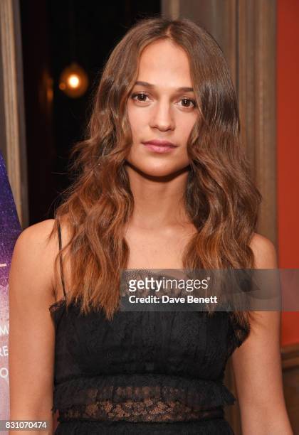 Alicia Vikander attends a VIP preview screening of "Tulip Fever" at The Soho Hotel on August 13, 2017 in London, England.