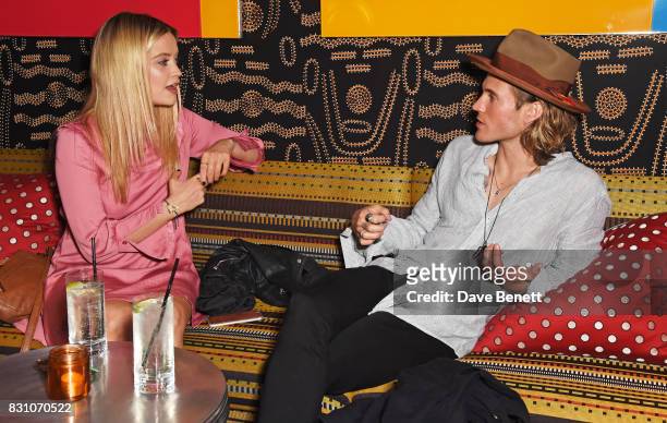 Laura Whitmore and Dougie Poynter attend a VIP preview screening of "Tulip Fever" at The Soho Hotel on August 13, 2017 in London, England.
