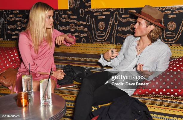 Laura Whitmore and Dougie Poynter attend a VIP preview screening of "Tulip Fever" at The Soho Hotel on August 13, 2017 in London, England.