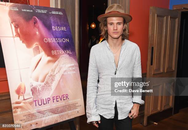 Dougie Poynter attends a VIP preview screening of "Tulip Fever" at The Soho Hotel on August 13, 2017 in London, England.