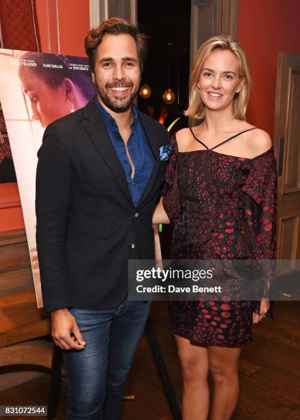 Diego Bivero-Volpe and Charlotte Carroll attend a VIP preview screening of "Tulip Fever" at The Soho Hotel on August 13, 2017 in London, England.