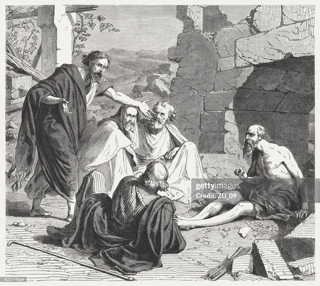 Elihu contradicts Job and his friends (Job 32), published 1886