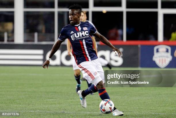 New England Revolution midfielder Gershon Koffie looks for help during an MLS match between the New England Revolution and Vancouver Whitecaps FC on...