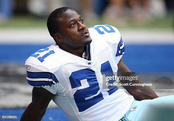 Adam Jones of the Dallas Cowboys warms up before the game against the Washington Redskins at Texas Stadium on September 28, 2008 in Irving, Texas....