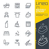 Lineo Editable Stroke - Cleaning and Housework line icons