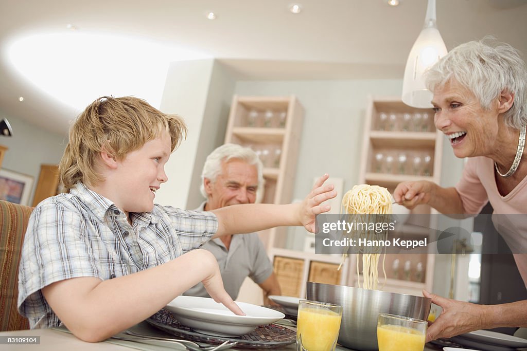 Family having lunch together