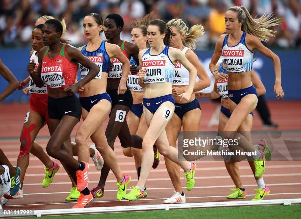 Margaret Chelimo Kipkemboi of Kenya, Shannon Rowbury of United States, Laura Muir of Great Britain and Eilish McColgan of Great Britain compete in...
