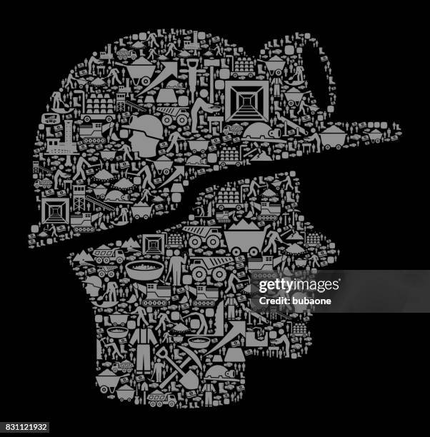 miner face mining industry vector icon background - gold mining stock illustrations