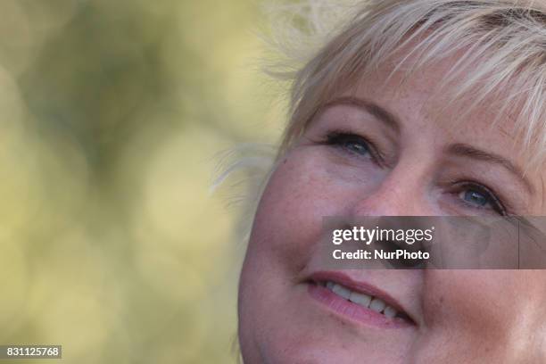 The Prime Minister of Norway, Erna Solberg, in Tromso during the final stage of the Arctic Race of Norway 2017. On Sunday, August 13 in Tromso, Troms...