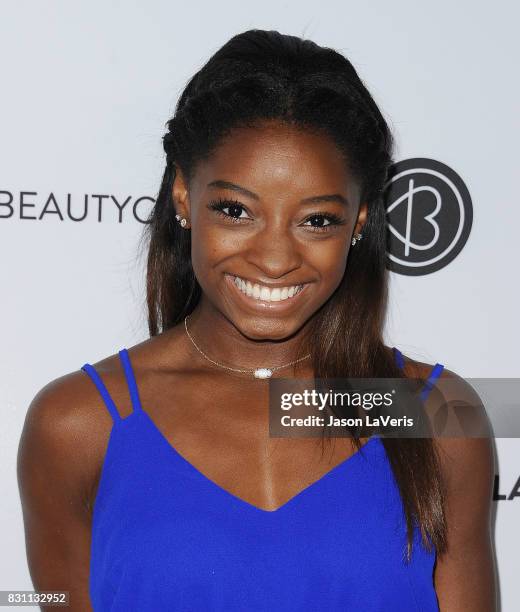 Simone Biles attends the 5th annual Beautycon festival at Los Angeles Convention Center on August 13, 2017 in Los Angeles, California.