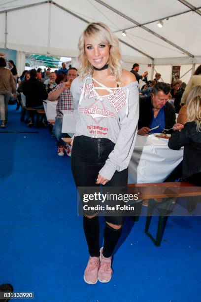 German singer Annemarie Eilfeld during the SchlagerOlymp Open Air Festival at Freizeit und Erholungspark Luebars on August 12, 2017 in Berlin,...