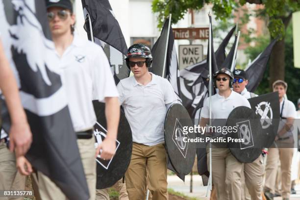 Neo-Nazis, white supremacists and other alt-right factions scuffled with counter-demonstrators near Emancipation Park in downtown Charlottesville,...
