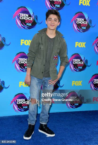 Actor Asher Angel attends the Teen Choice Awards 2017 at Galen Center on August 13, 2017 in Los Angeles, California.