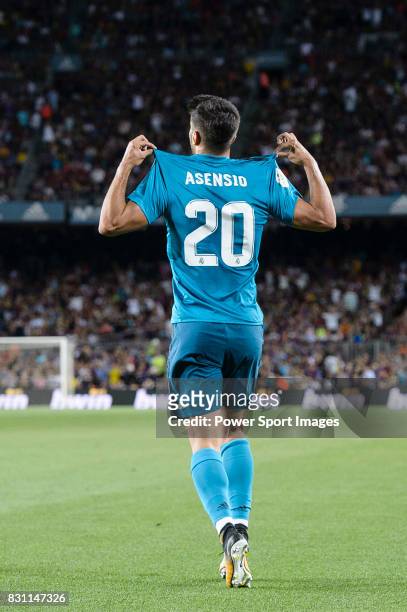 Marco Asensio Willemsen of Real Madrid celebrating his score during the Supercopa de Espana Final 1st Leg match between FC Barcelona and Real Madrid...