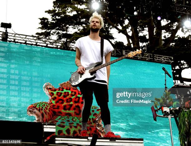 Tucker Halpern of Sofi Tukker performs on the Twin Peaks Stage during the 2017 Outside Lands Music And Arts Festival at Golden Gate Park on August...