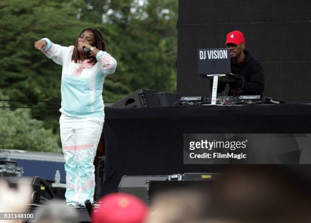 Kamaiyah performs on the Twin Peaks Stage during the 2017 Outside Lands Music And Arts Festival at Golden Gate Park on August 13, 2017 in San...