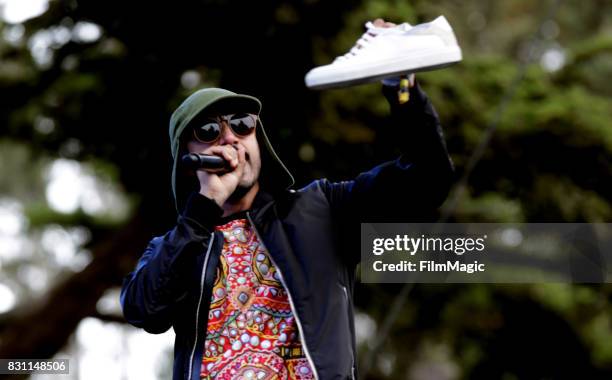 Riz Ahmed of the Swet Shop Boys performs on the Twin Peaks Stage during the 2017 Outside Lands Music And Arts Festival at Golden Gate Park on August...