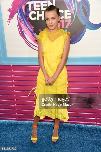 Millie Bobby Brown attends the Teen Choice Awards 2017 at Galen Center on August 13, 2017 in Los Angeles, California.