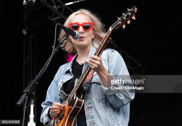 Hannah Valente of The She's performs on the Panhandle Stage during the 2017 Outside Lands Music And Arts Festival at Golden Gate Park on August 13,...