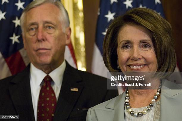 Oct. 03: House Majority Leader Steny Hoyer, D-Md., and House Speaker Nancy Pelosi, D-Calif., during a news conference after the House passed...