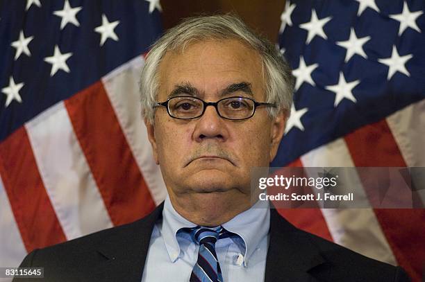 Oct. 03: House Financial Services Chairman Barney Frank, D-Mass., during a news conference after the House passed financial bailout legislation....